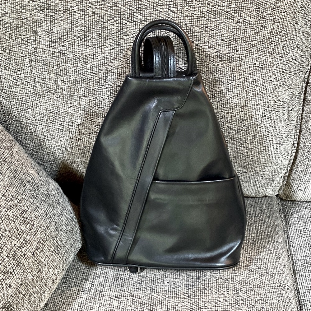 Black Leather Women’s Backpack - Brand Unspecified